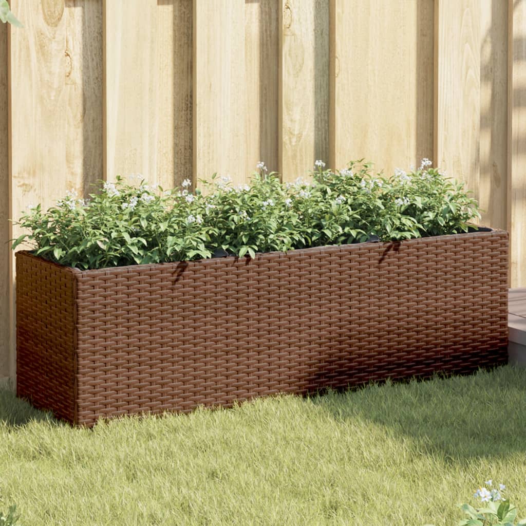 VidaXL Jardinières avec 3 pots 2 pcs 105x30x32 cm poly rotin marron