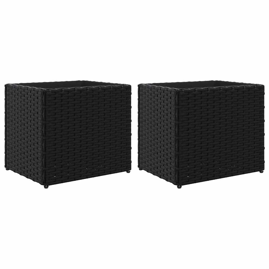 VidaXL Jardinières 2 pcs 36x30x32 cm poly rotin noir