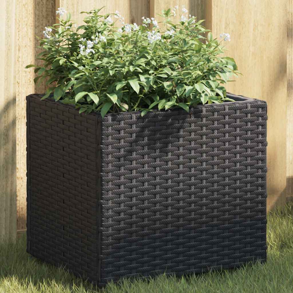 VidaXL Jardinières 2 pcs 36x30x32 cm poly rotin noir