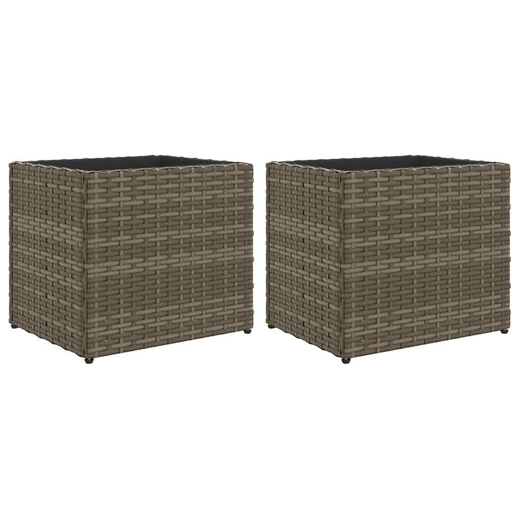 VidaXL Jardinières 2 pcs 36x30x32 cm poly rotin gris