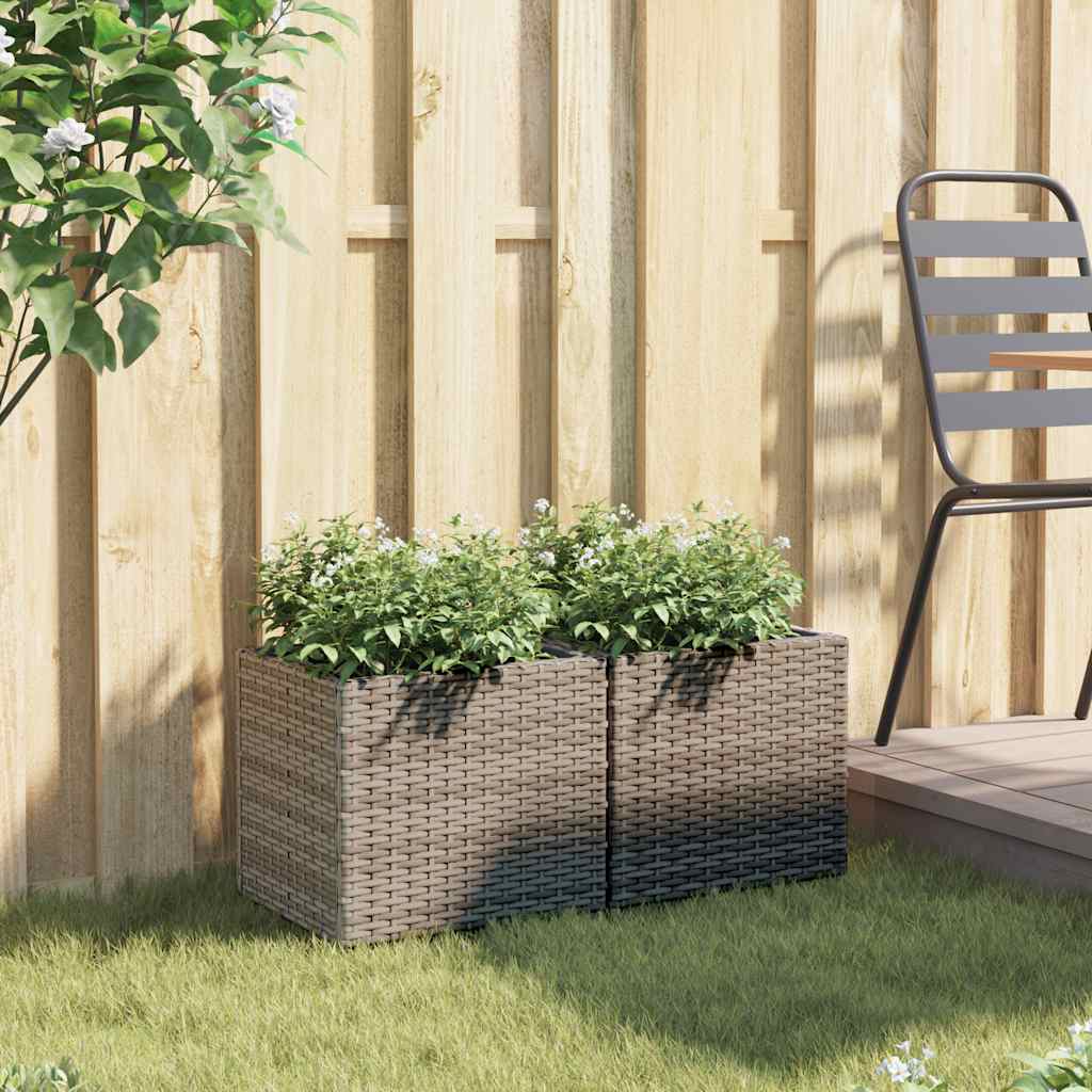 VidaXL Jardinières 2 pcs 36x30x32 cm poly rotin gris