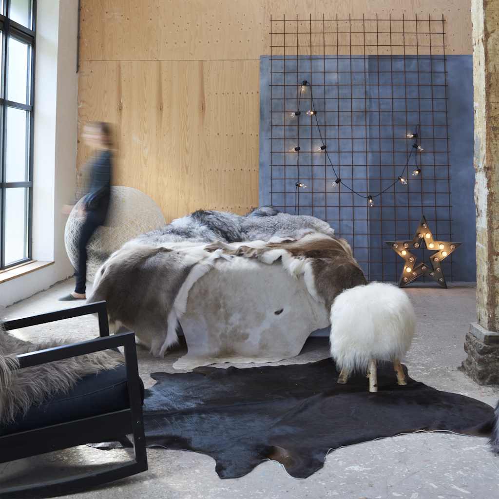 VidaXL Tapis 180x220 cm véritable peau de vache noir