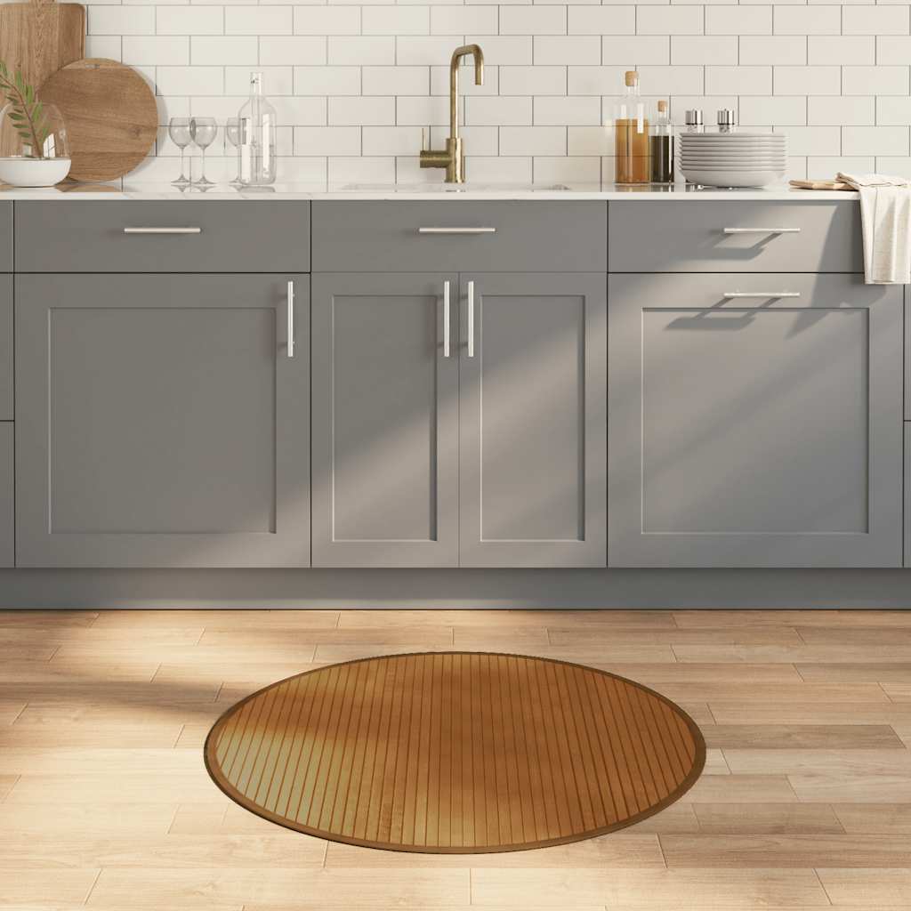 VidaXL tapis rond 80 cm bambou marron