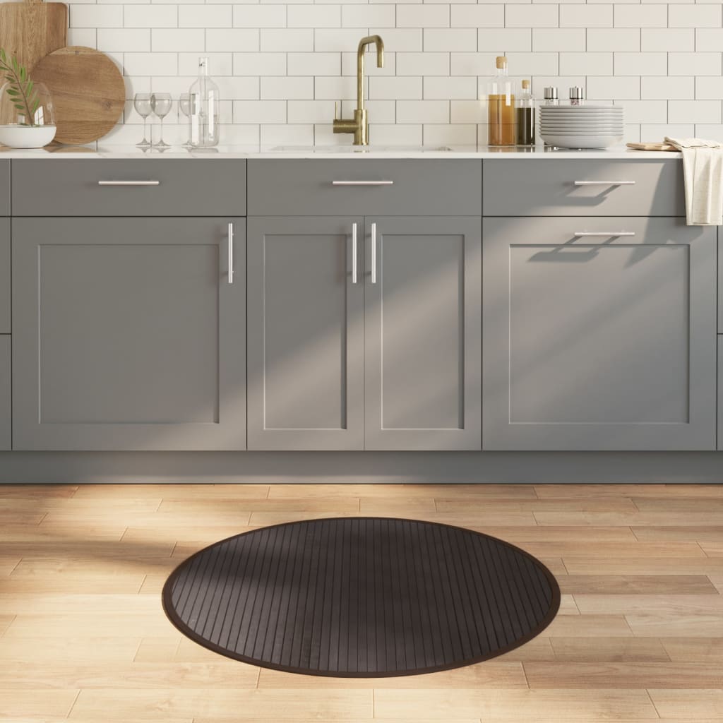 VidaXL Tapis rond 80 cm bambou marron foncé