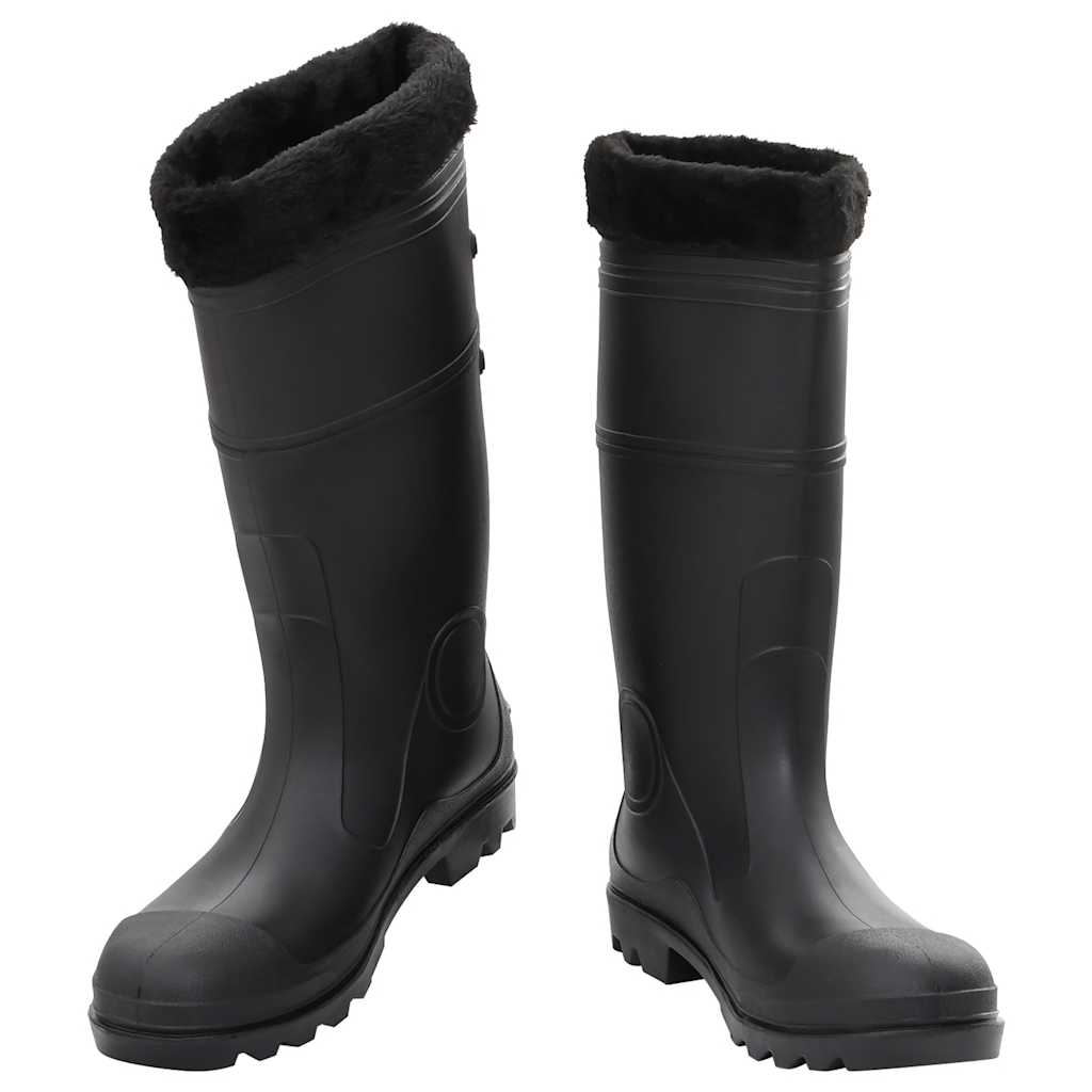 Vidaxl bottes de pluie avec chaussettes amovibles taille 45 PVC noir