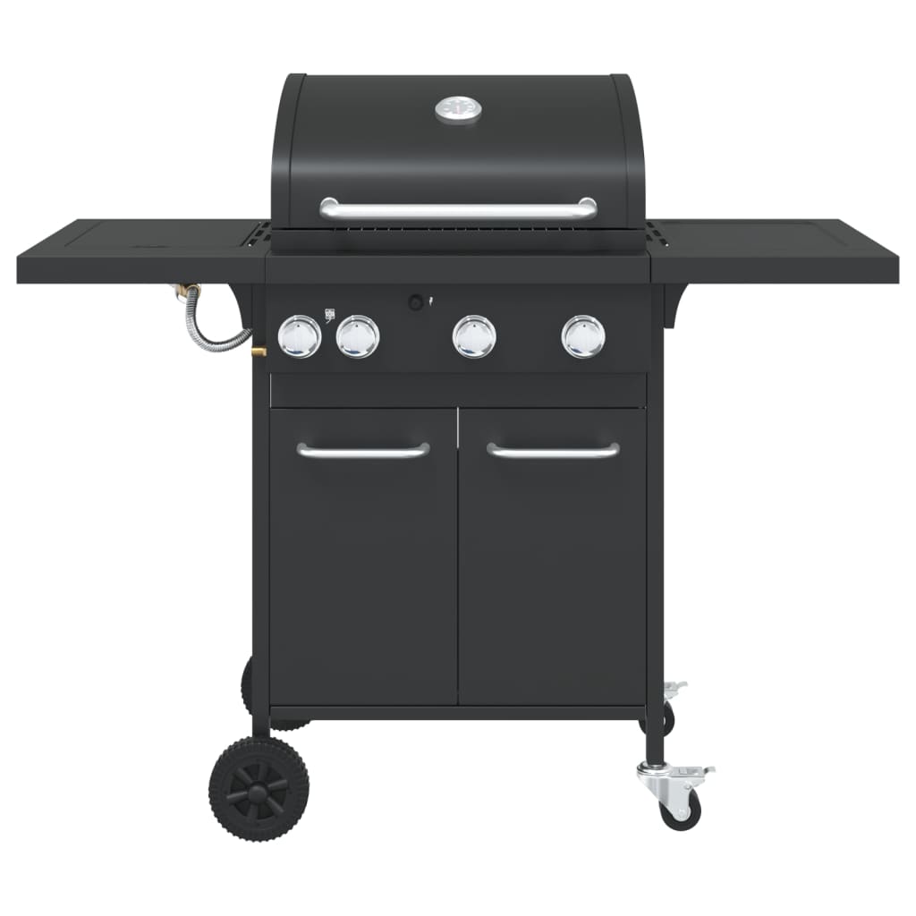 VidaXL Barbecue à gaz avec 4 brûleurs, acier peint par poudrage, noir