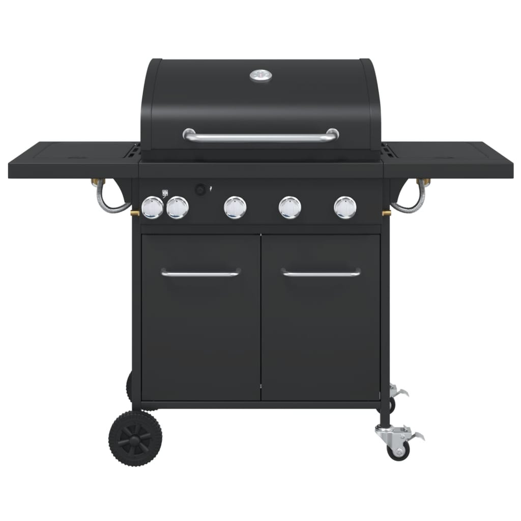 VidaXL Barbecue à gaz avec 5 brûleurs, acier peint par poudrage, noir