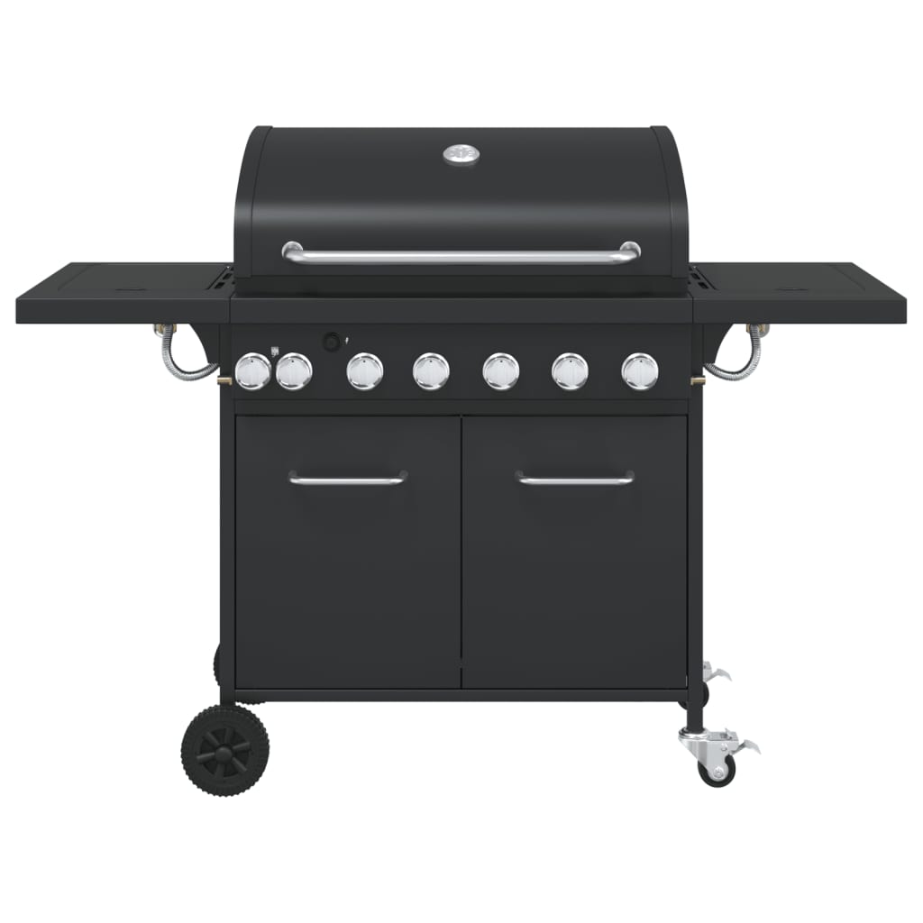 VidaXL Barbecue à gaz avec 7 brûleurs, acier peint par poudrage, noir