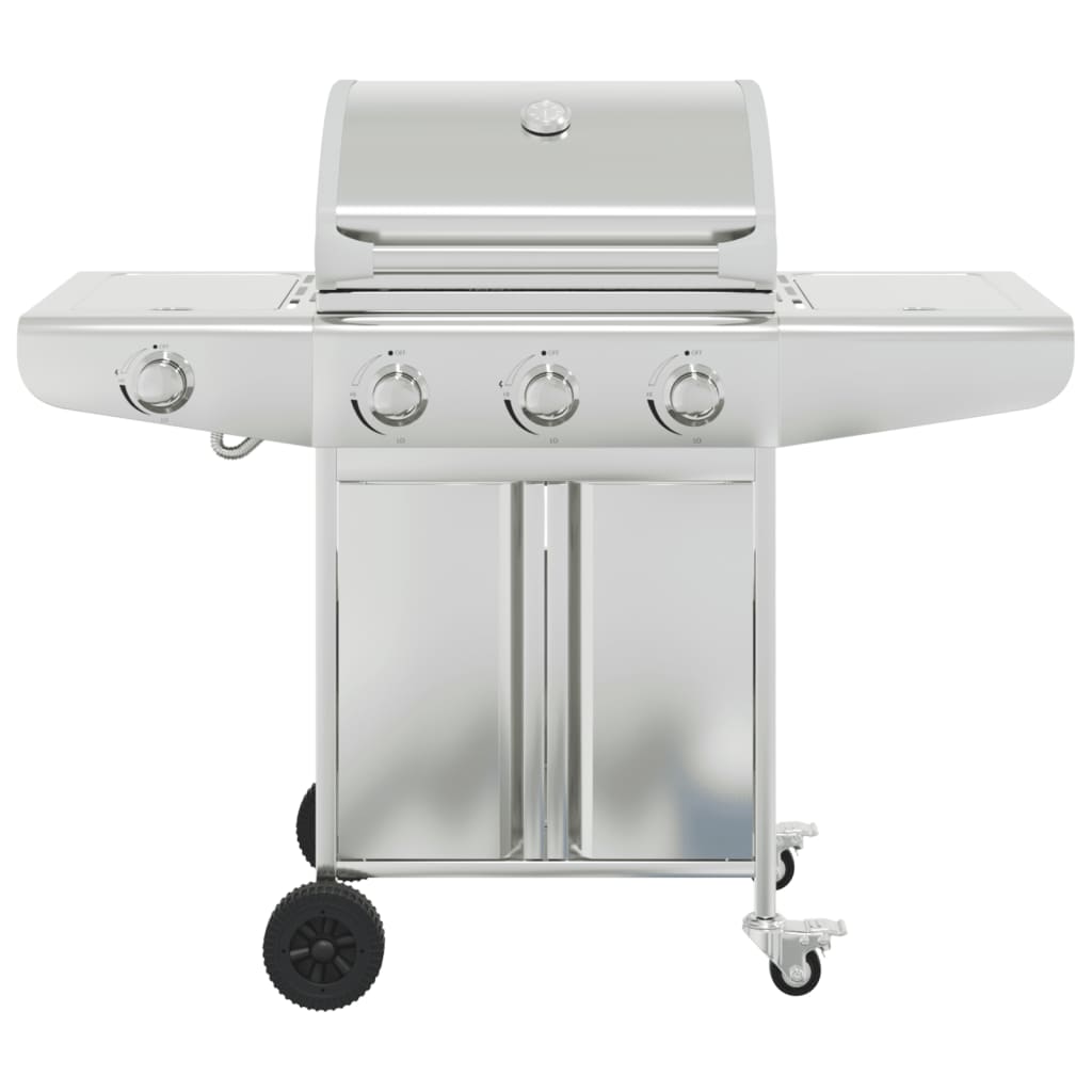 VidaXL Barbecue à gaz avec 4 brûleurs en acier inoxydable couleur argent