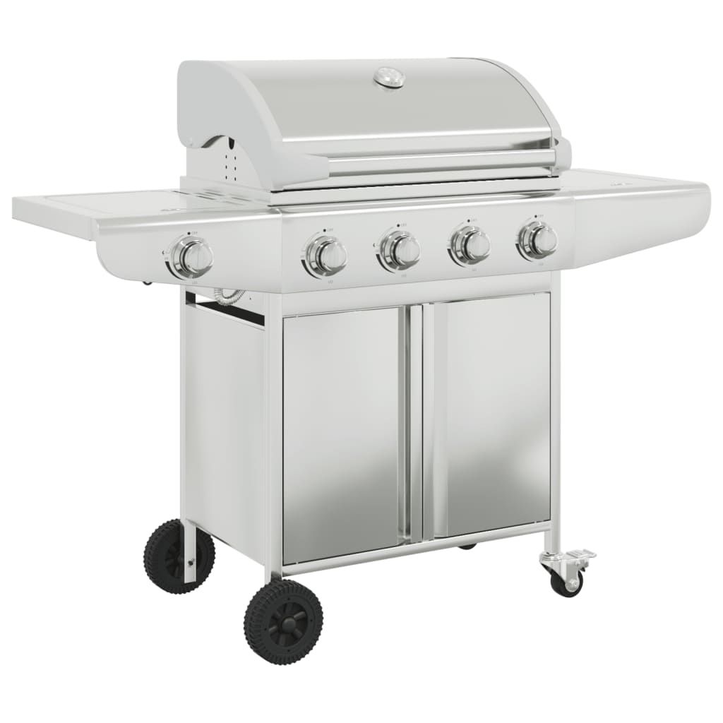 VidaXL Barbecue à gaz avec 5 brûleurs en acier inoxydable couleur argent
