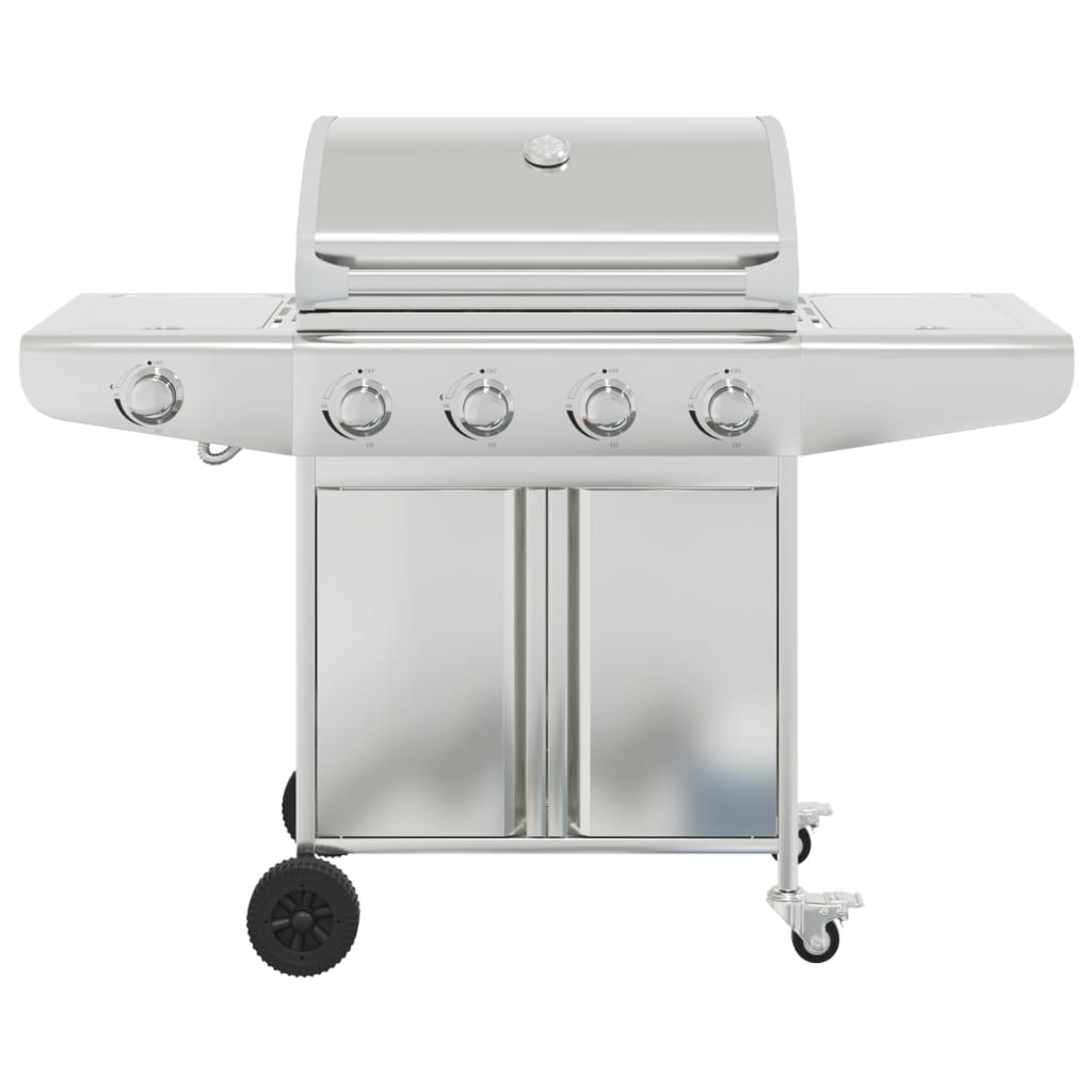 VidaXL Barbecue à gaz avec 5 brûleurs en acier inoxydable couleur argent