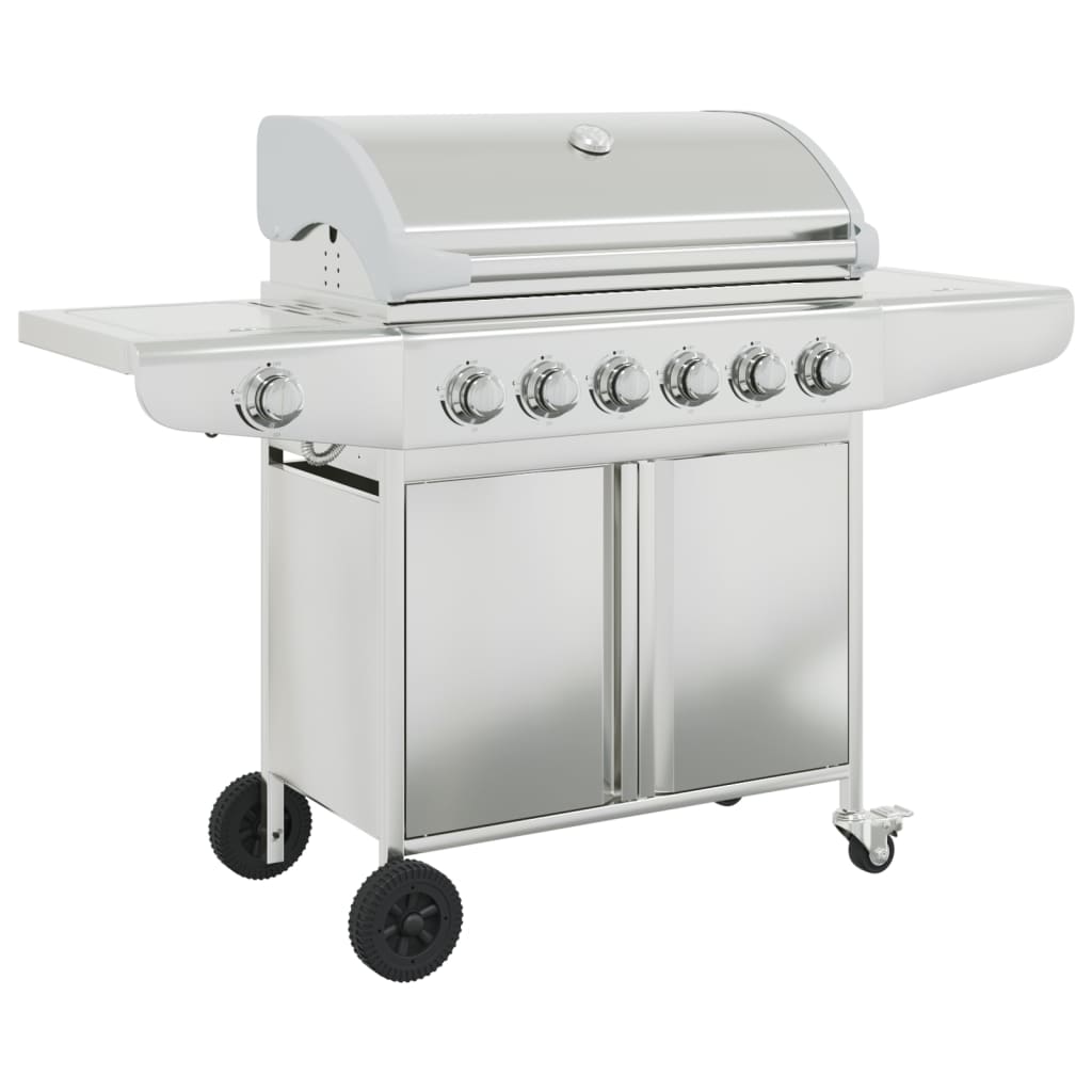 VidaXL Barbecue à gaz avec 7 brûleurs en acier inoxydable couleur argent