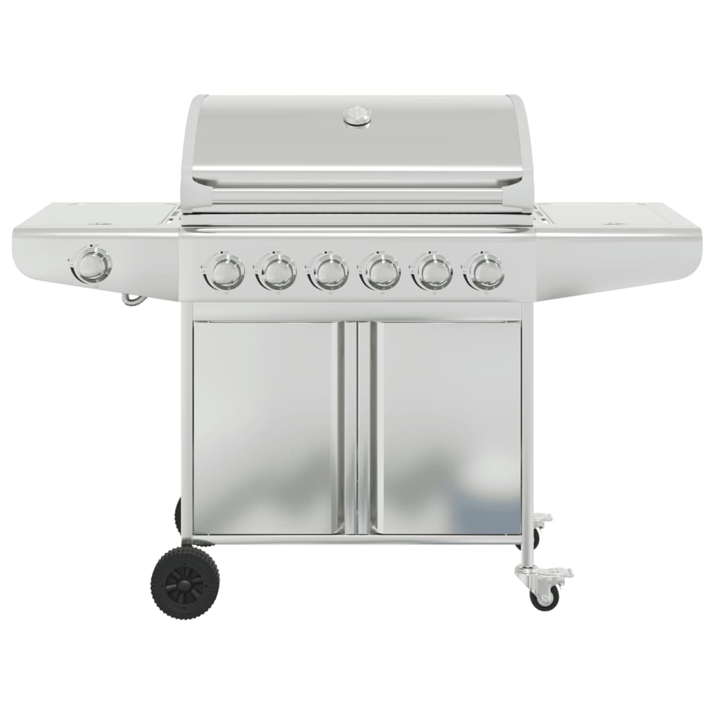 VidaXL Barbecue à gaz avec 7 brûleurs en acier inoxydable couleur argent