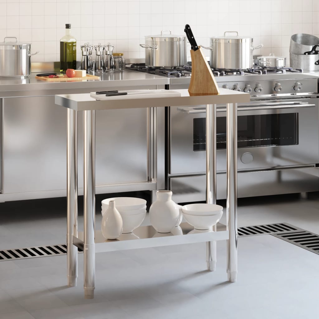 Vidaxx table de travail de cuisine 82,5x30x85 cm acier inoxydable