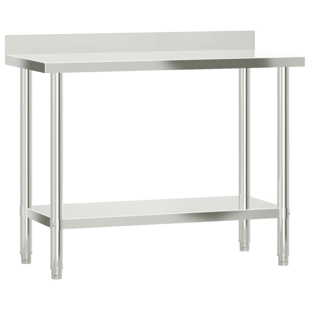 Vidaxx table de travail de cuisine avec protection anti-éclaboussures 110x55x93 cm acier inoxydable