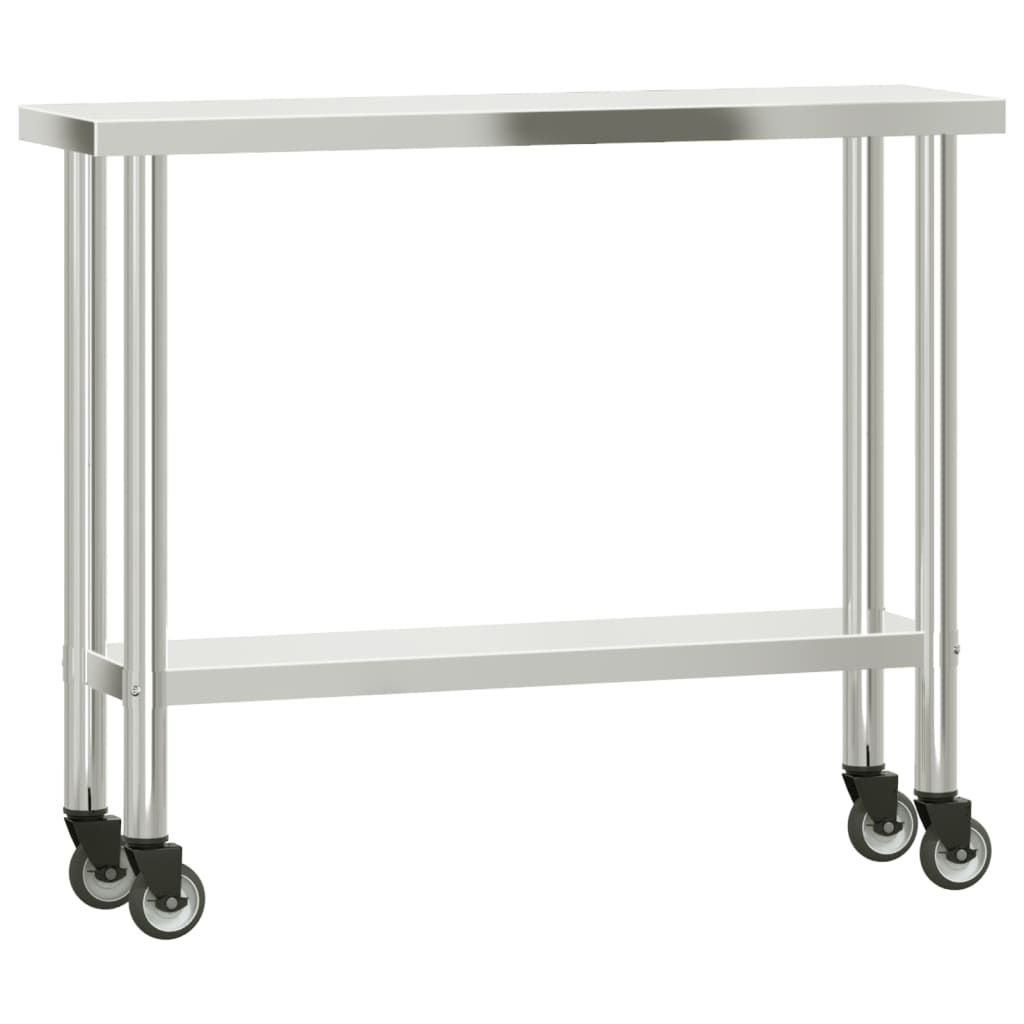 Vidaxx table de travail de cuisine à roulettes 110x30x85 cm acier inoxydable