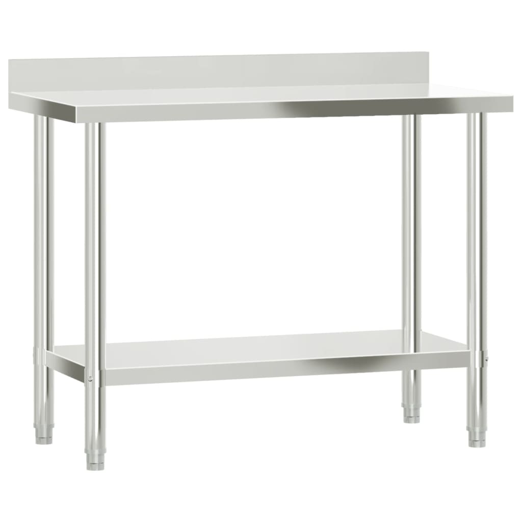 Vidaxxl table de travail de cuisine avec protection anti-éclaboussures 110x55x93 cm acier inoxydable