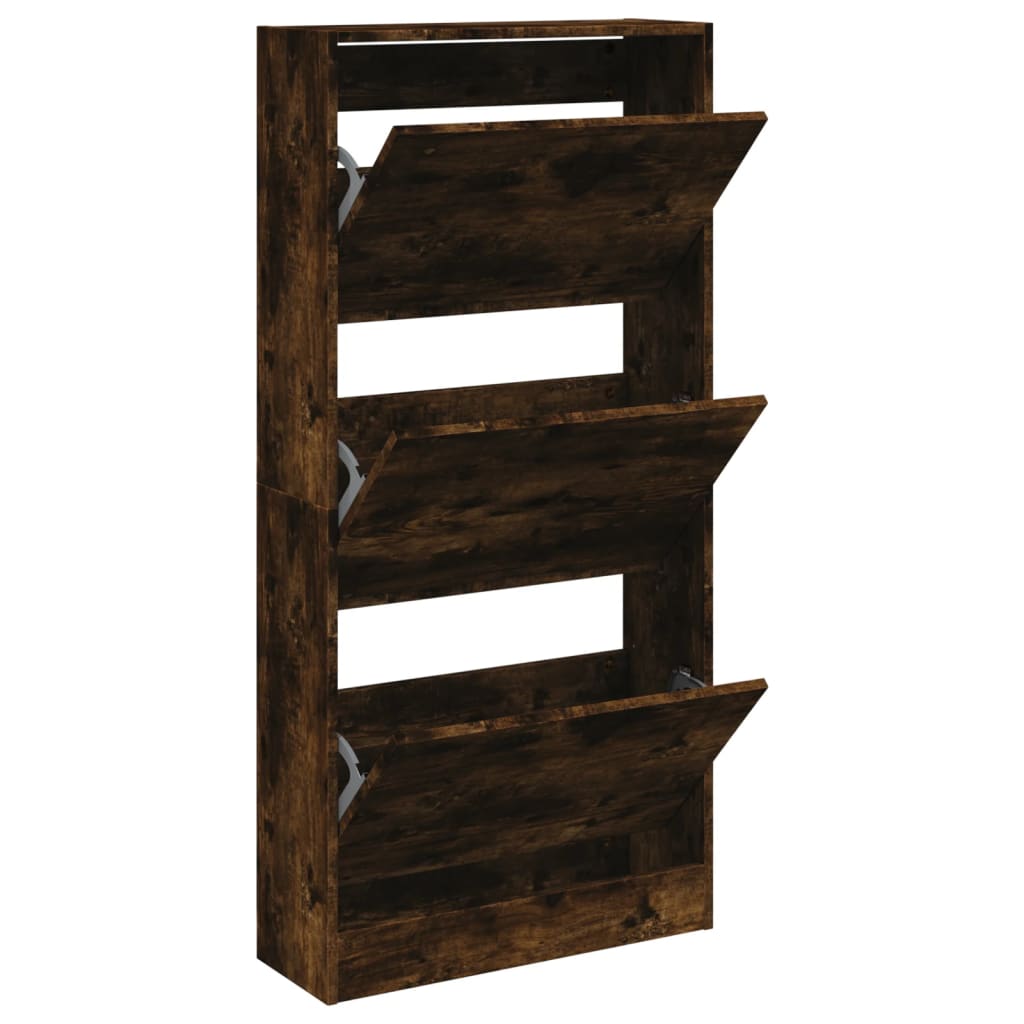 Vidaxx meuble à chaussures 60x21x125,5 cm bois d'ingénierie, chêne fumé