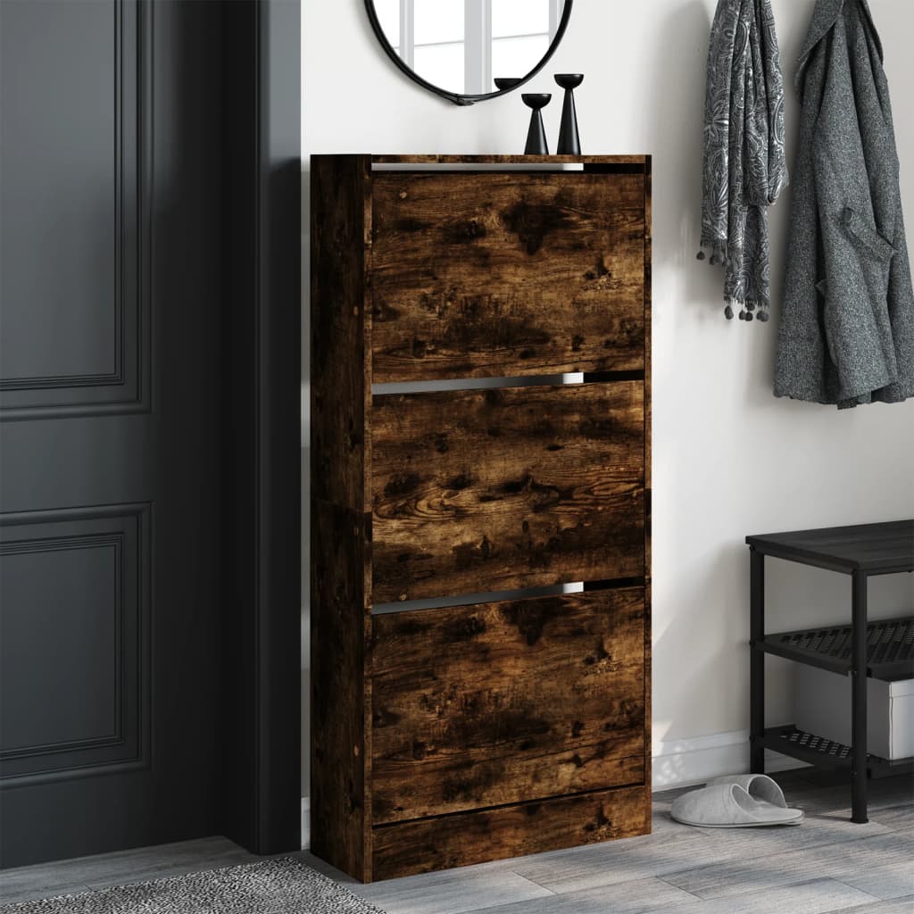 Vidaxx meuble à chaussures 60x21x125,5 cm bois d'ingénierie, chêne fumé