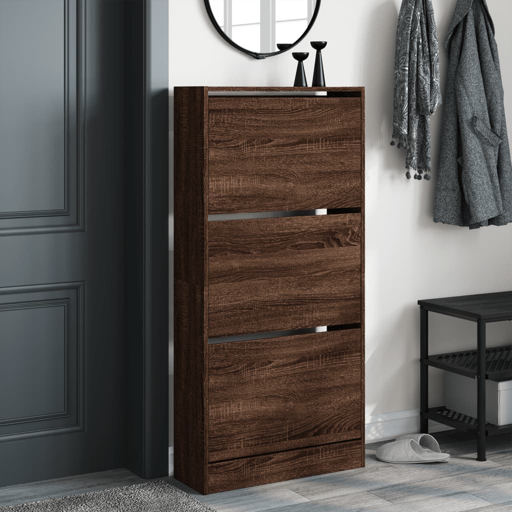 VidaXL Armoire à chaussures 60x21x125,5 cm bois fini couleur chêne marron