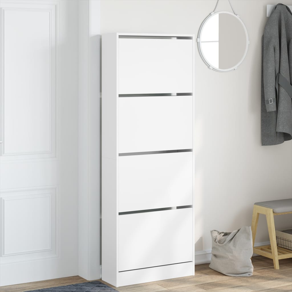 VidaXL Armoire à chaussures 60x21x163,5 cm bois d'ingénierie blanc