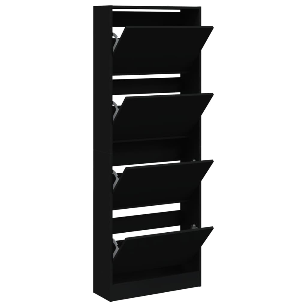 VidaXL Armoire à chaussures 60x21x163,5 cm bois fini noir