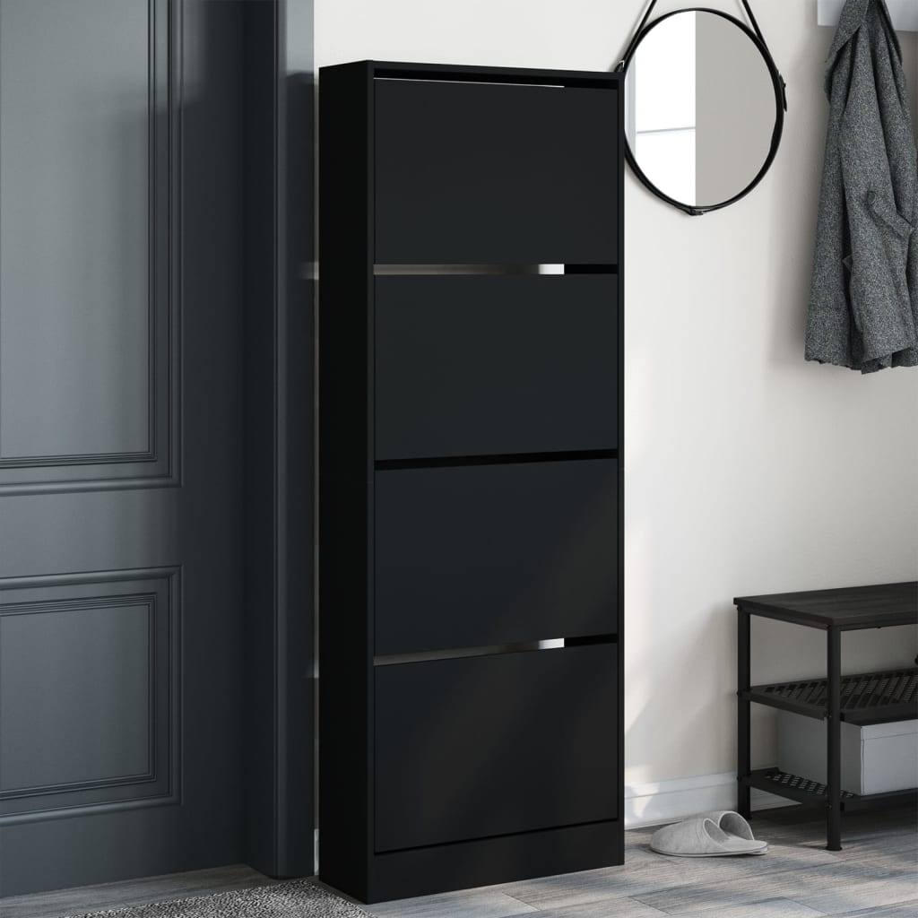 VidaXL Armoire à chaussures 60x21x163,5 cm bois fini noir