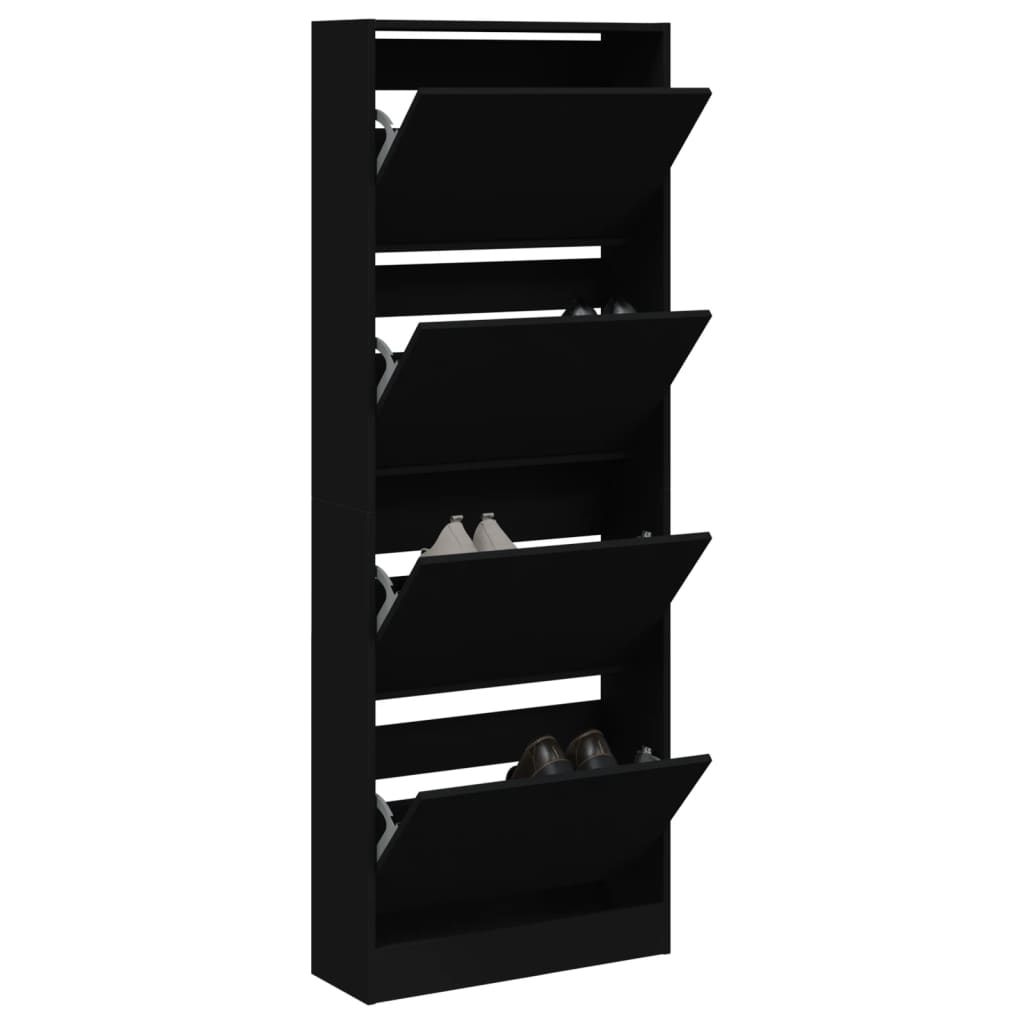 VidaXL Armoire à chaussures 60x21x163,5 cm bois fini noir