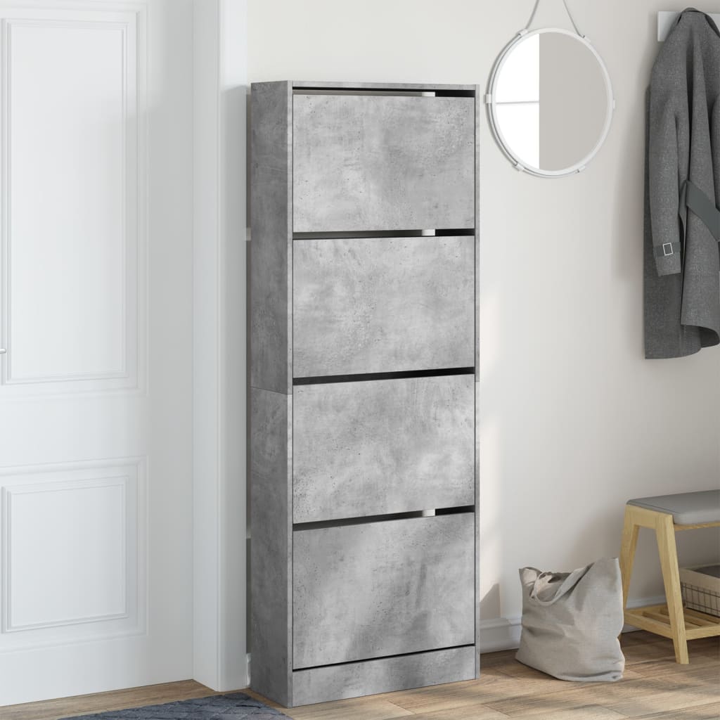 VidaXL Armoire à chaussures 60x21x163,5 cm bois d'ingénierie béton gris