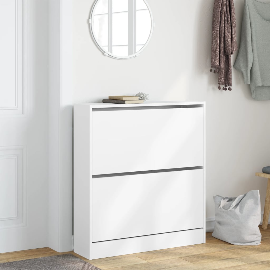 VidaXL Armoire à chaussures 80x21x87,5 cm bois d'ingénierie blanc