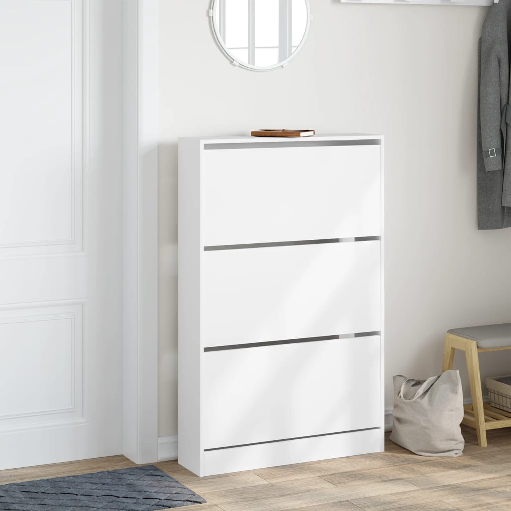 VidaXL Armoire à chaussures 80x21x125,5 cm bois d'ingénierie blanc
