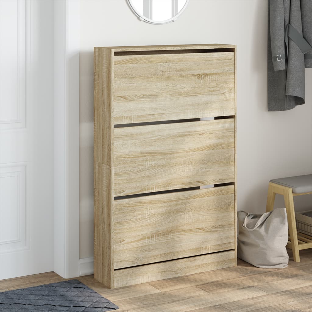 VidaXL Armoire à chaussures 80x21x125,5 cm bois d'ingénierie chêne sonoma