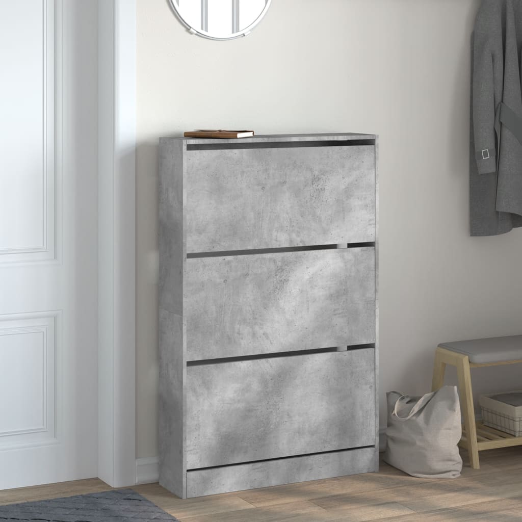 VidaXL Armoire à chaussures 80x21x125,5 cm bois d'ingénierie béton gris