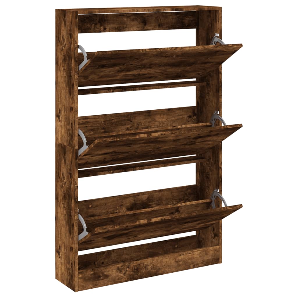 VidaXL Armoire à chaussures 80x21x125,5 cm bois d'ingénierie, chêne fumé
