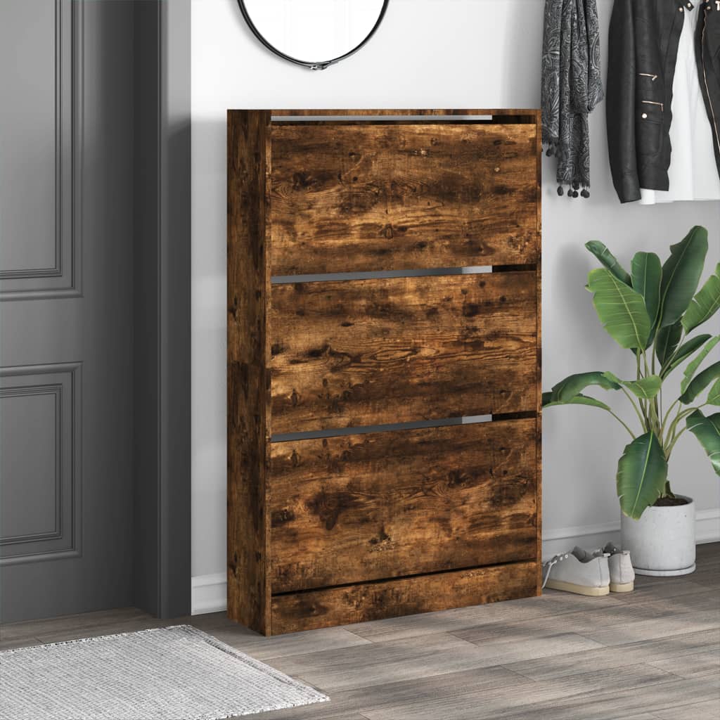 VidaXL Armoire à chaussures 80x21x125,5 cm bois d'ingénierie, chêne fumé