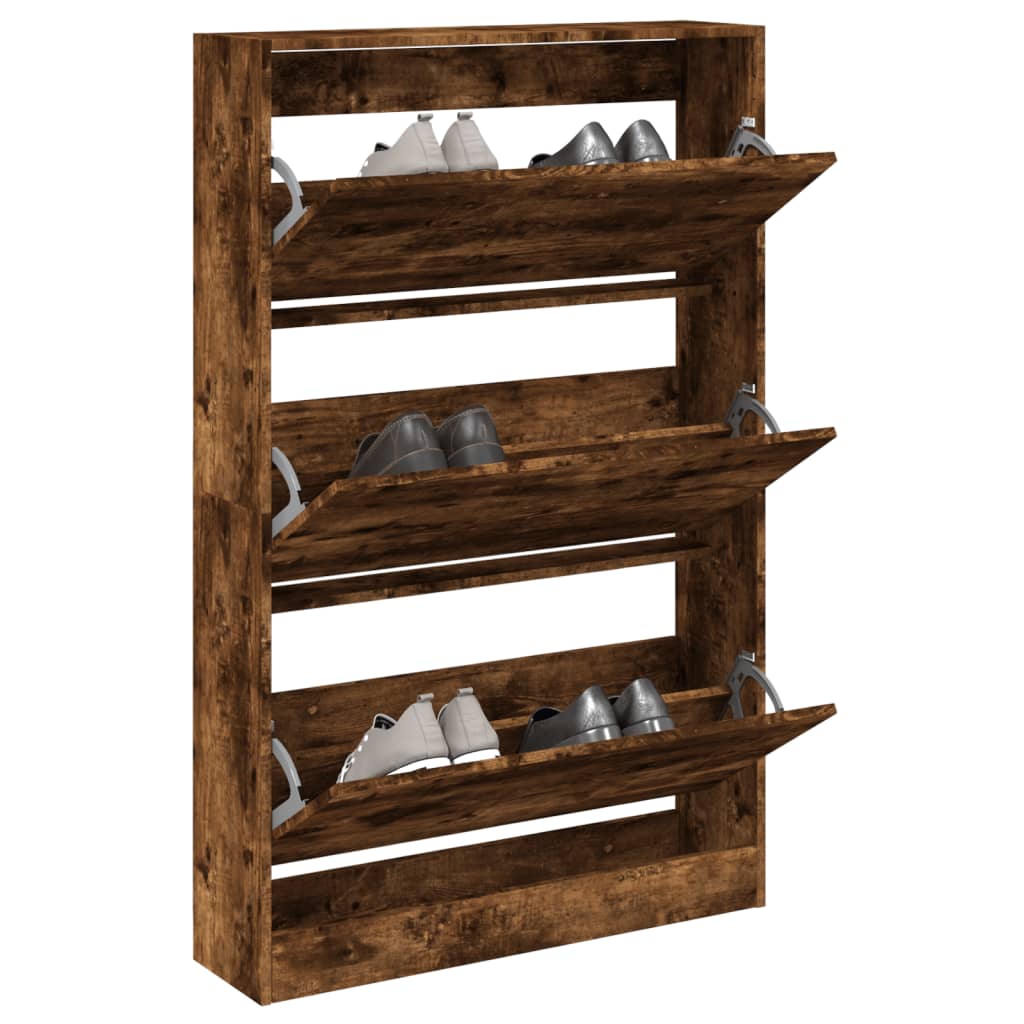 VidaXL Armoire à chaussures 80x21x125,5 cm bois d'ingénierie, chêne fumé