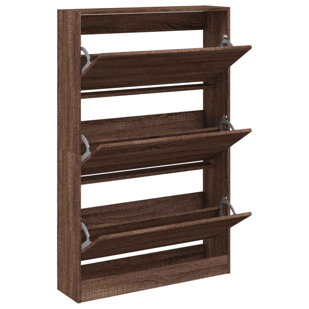 VidaXL Armoire à chaussures 80x21x125,5 cm bois fini couleur chêne marron