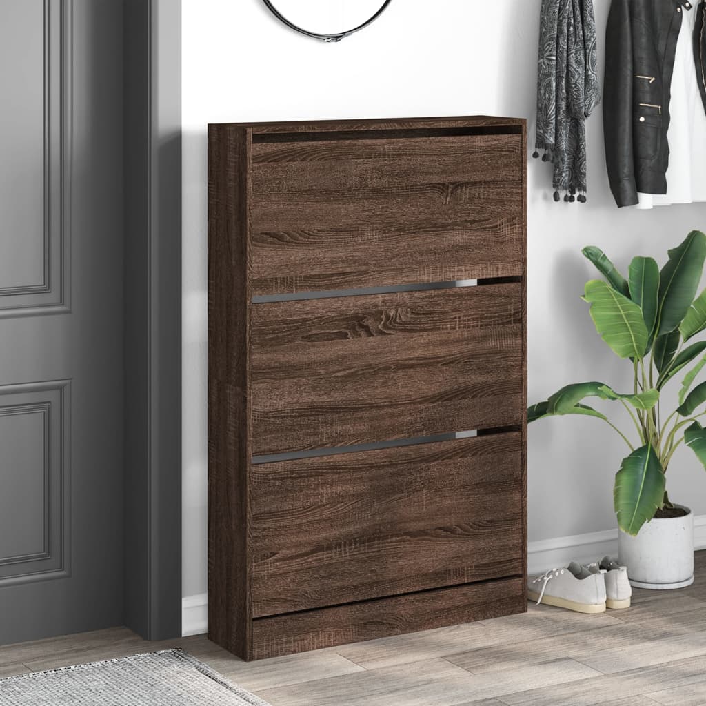 VidaXL Armoire à chaussures 80x21x125,5 cm bois fini couleur chêne marron