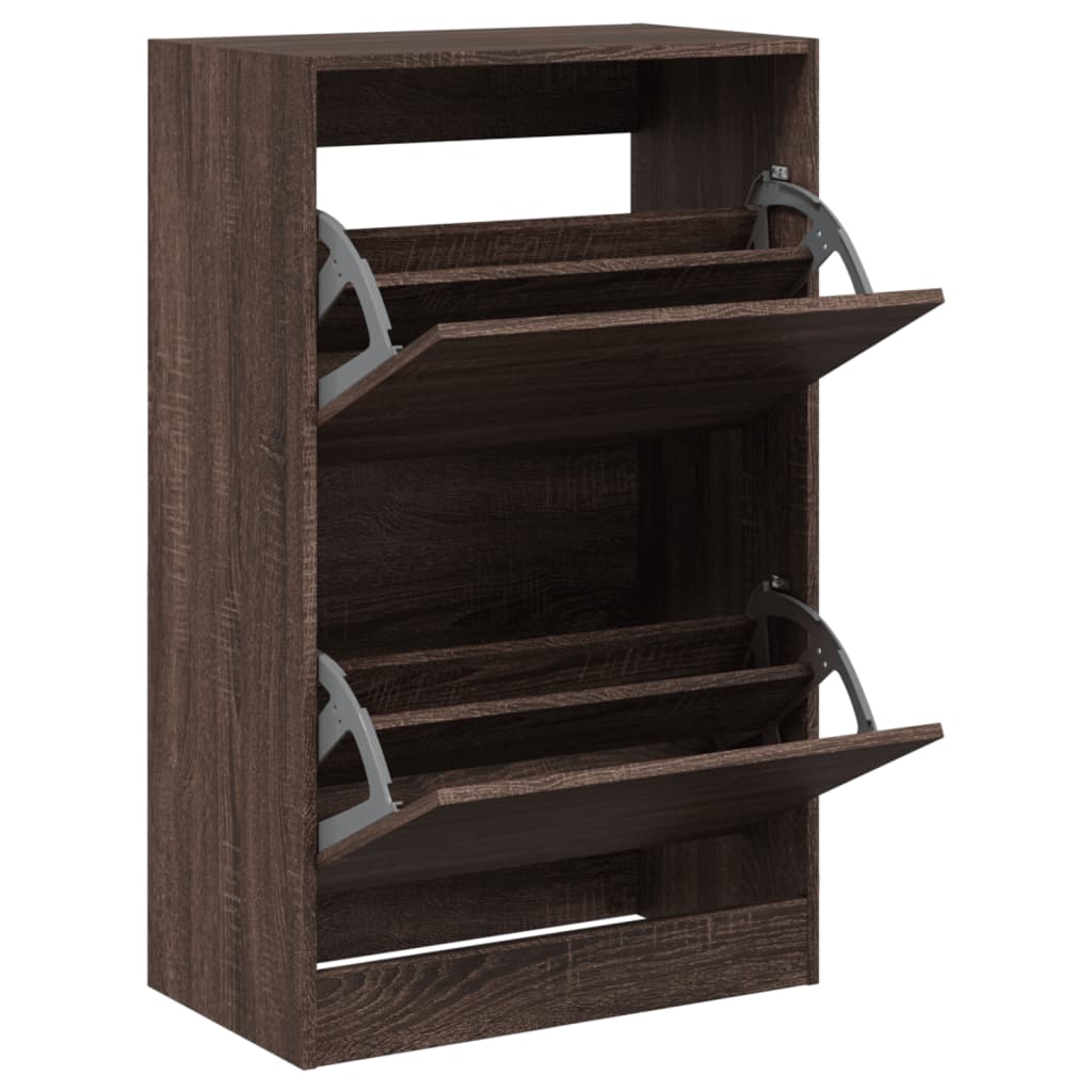 VidaXL armoire à chaussures 60x34x96,5 cm bois fini couleur chêne marron