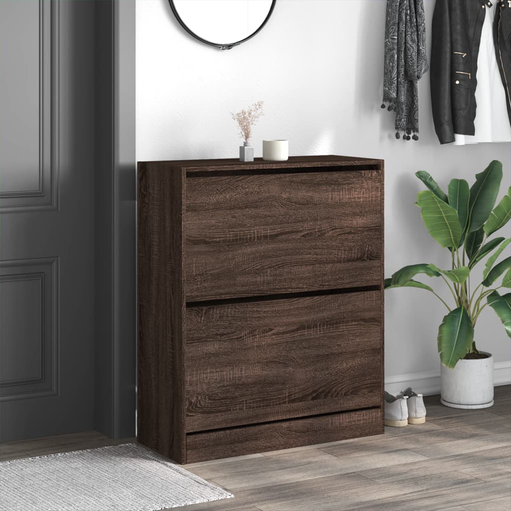 VidaXL Armoire à chaussures 80x34x96,5 cm bois fini couleur chêne marron