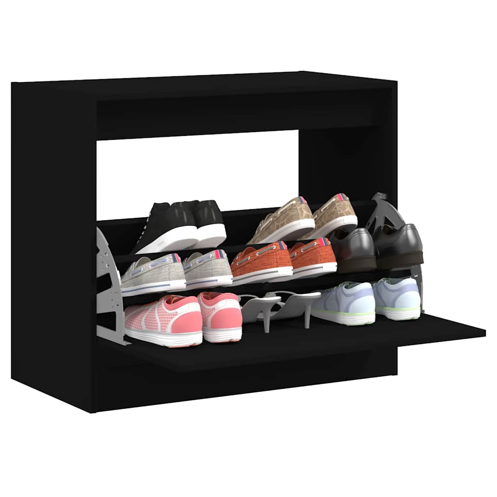 Vidaxx armoire à chaussures 80x42x69 cm bois fini noir