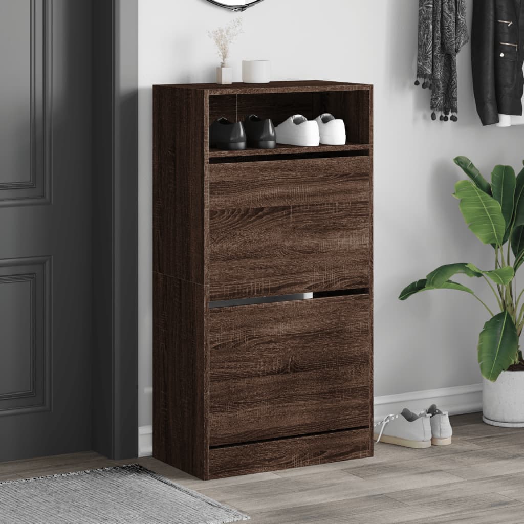 Vidaxx armoire à chaussures 60x34x116 cm bois fini couleur chêne marron