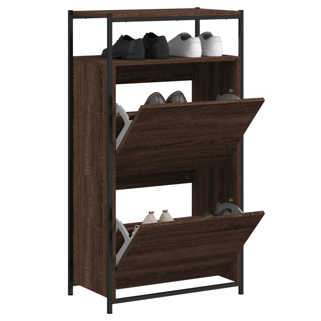Vidaxx meuble à chaussures 60x34x112 cm bois fini couleur chêne marron