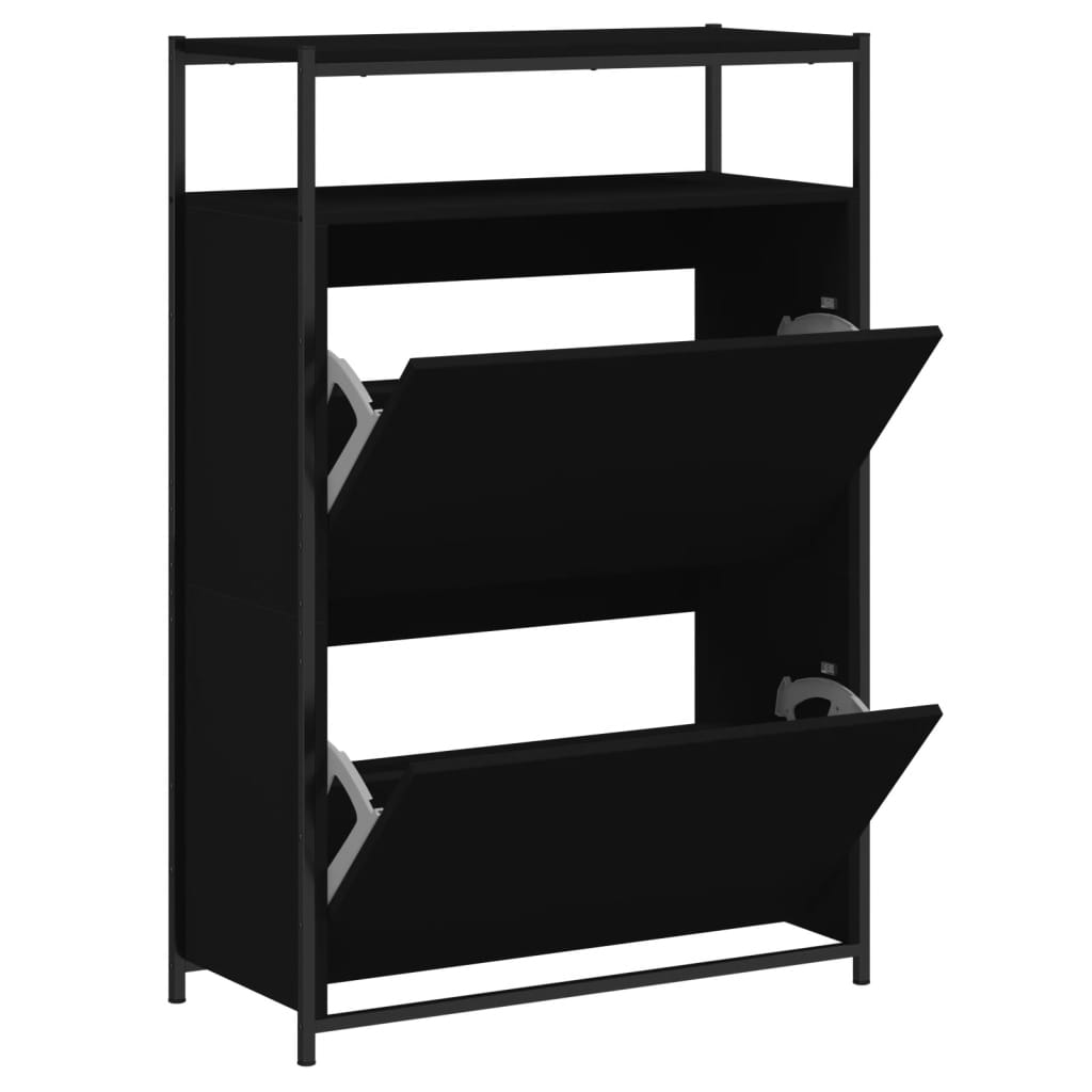 VidaXL Armoire à chaussures 75x34x112 cm bois fini noir
