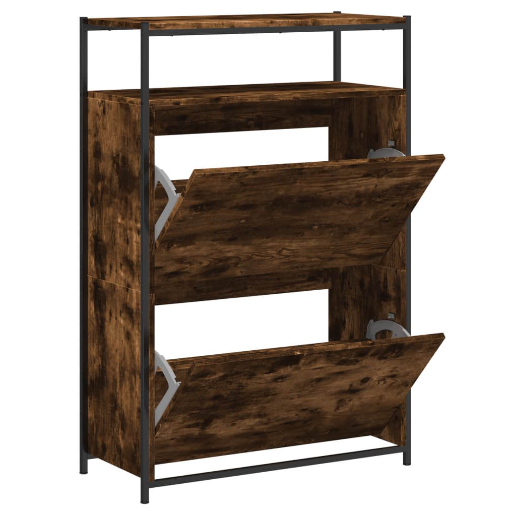 VidaXL Armoire à chaussures 75x34x112 cm bois d'ingénierie, chêne fumé