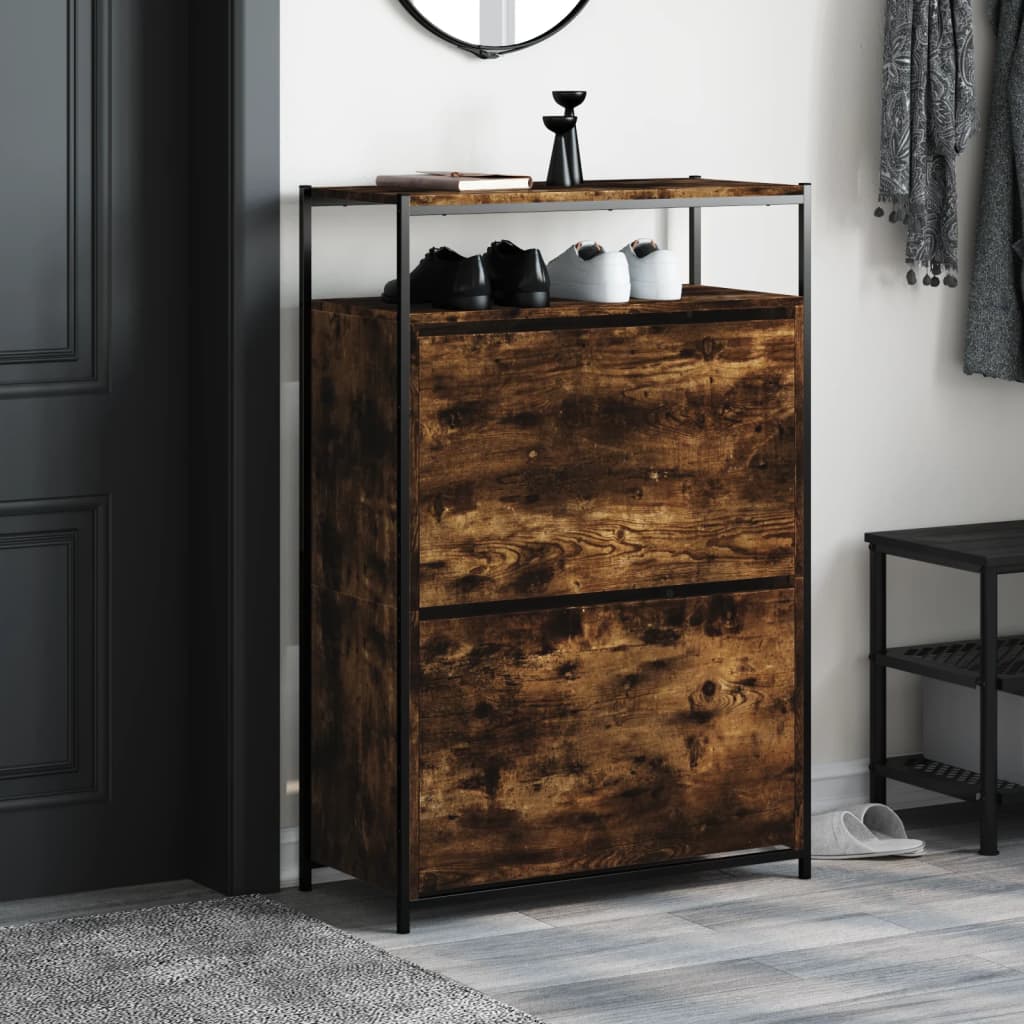 VidaXL Armoire à chaussures 75x34x112 cm bois d'ingénierie, chêne fumé