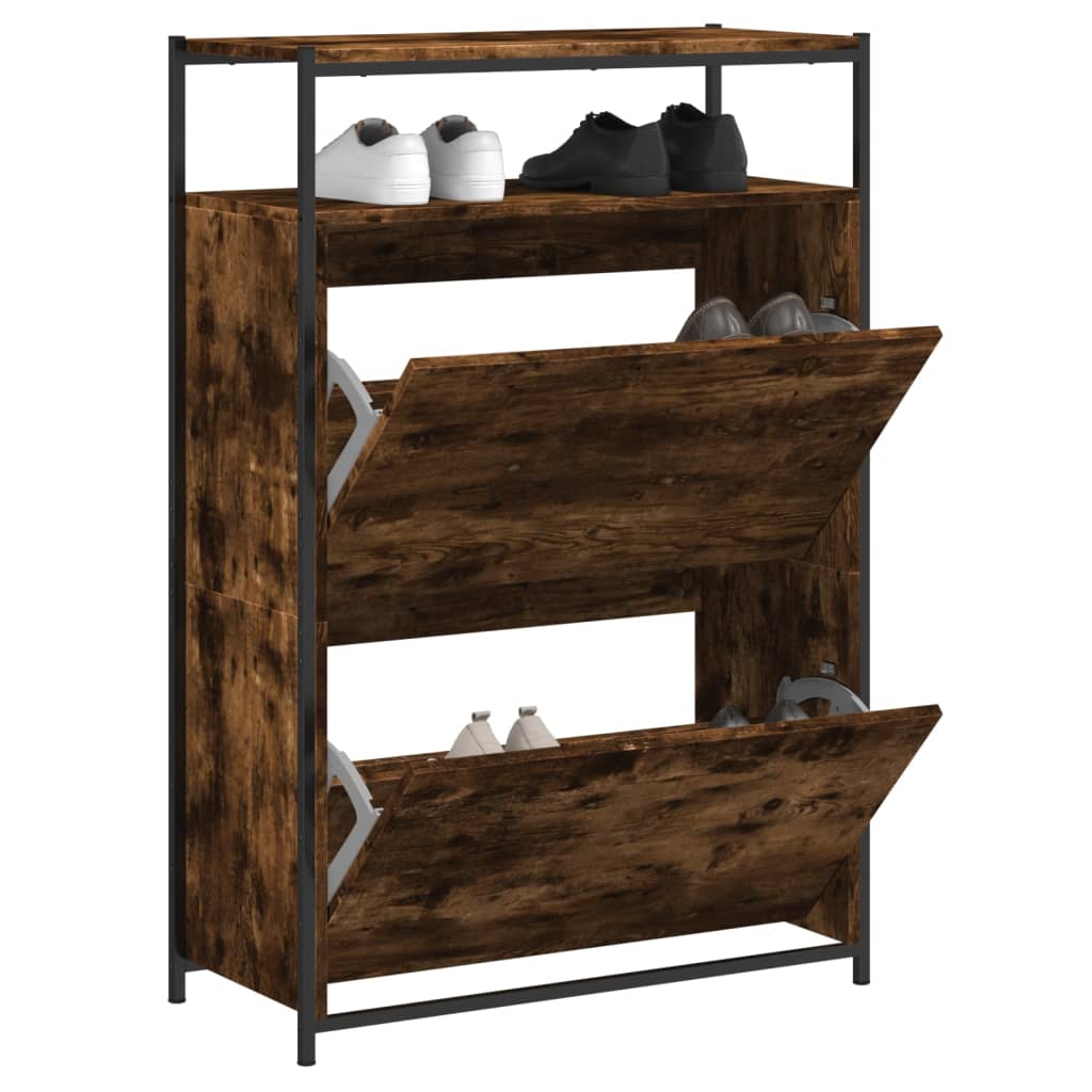 VidaXL Armoire à chaussures 75x34x112 cm bois d'ingénierie, chêne fumé