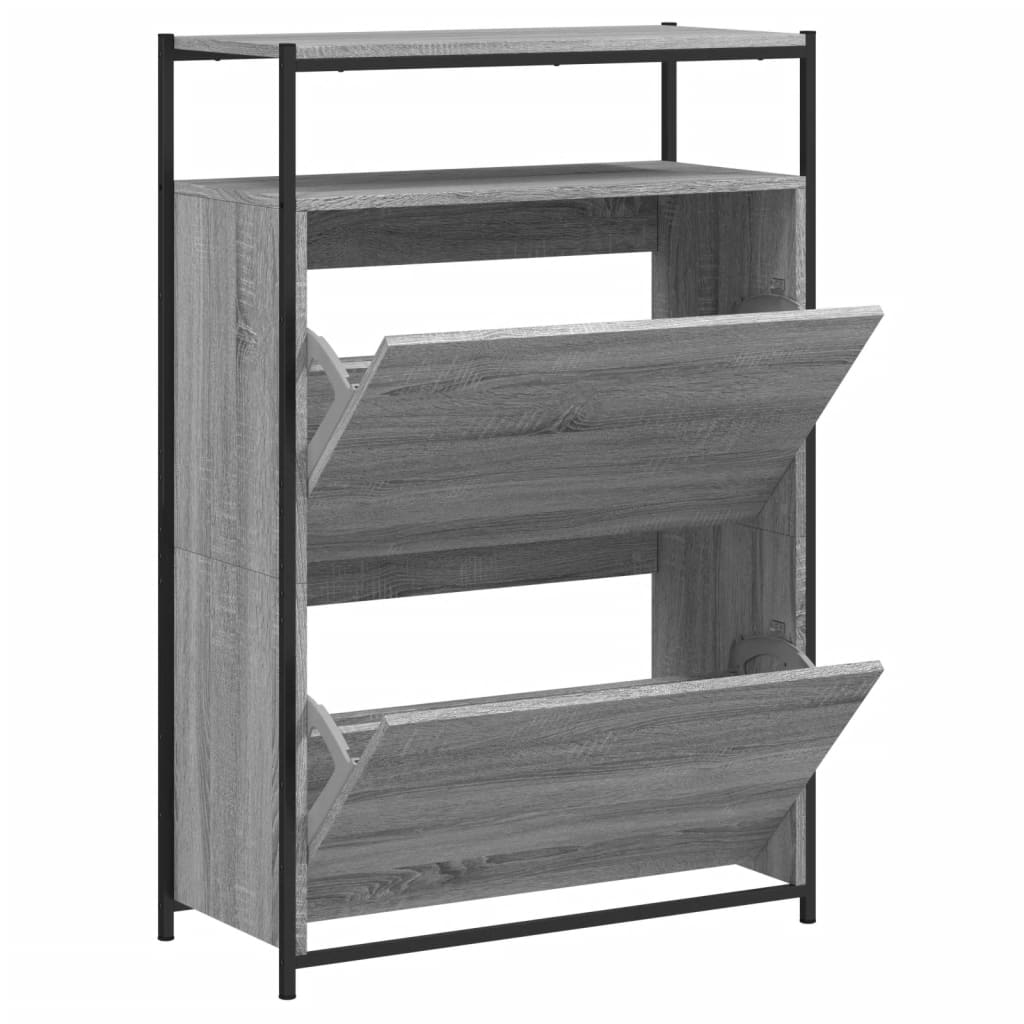 VidaXL Armoire à chaussures 75x34x112 cm bois d'ingénierie gris couleur chêne sonoma