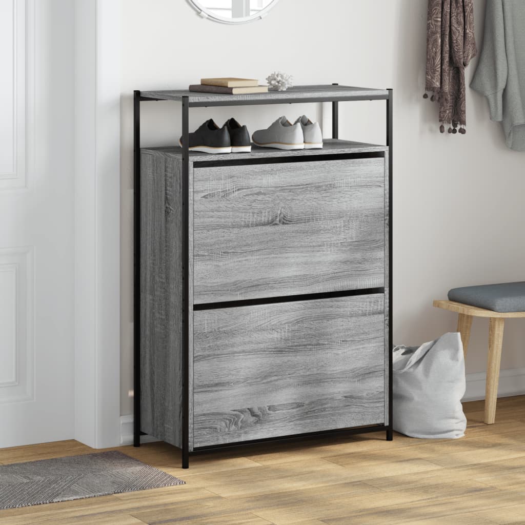 VidaXL Armoire à chaussures 75x34x112 cm bois d'ingénierie gris couleur chêne sonoma