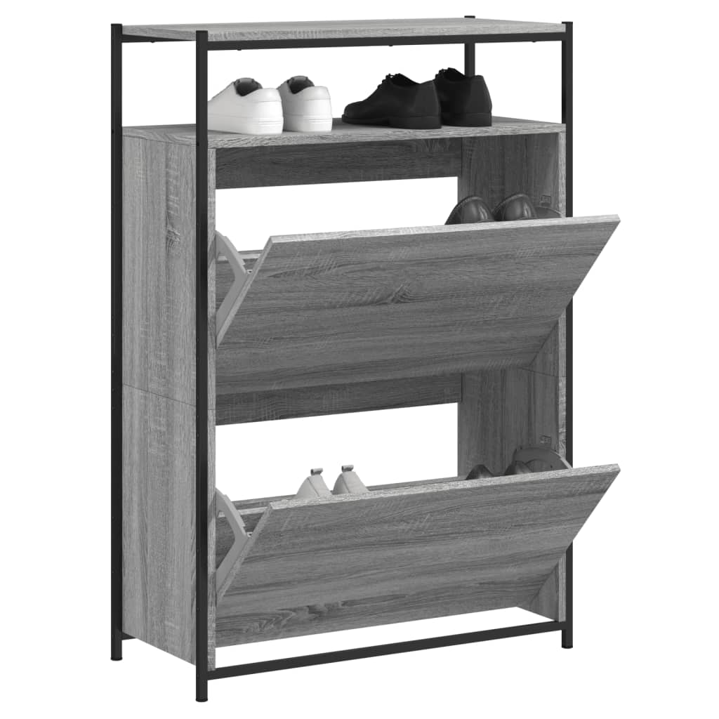 VidaXL Armoire à chaussures 75x34x112 cm bois d'ingénierie gris couleur chêne sonoma